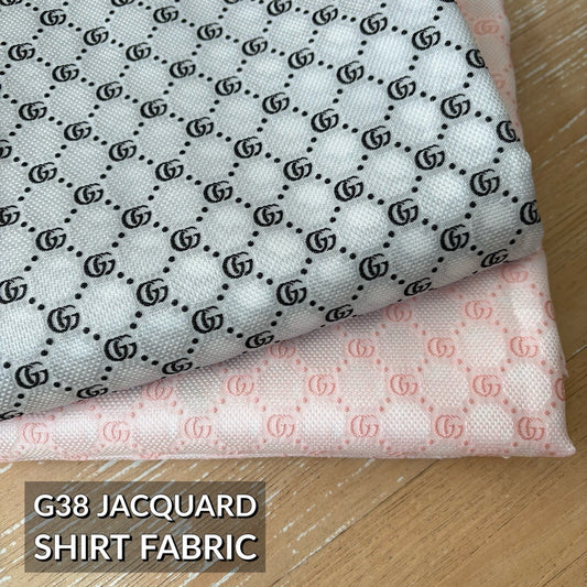 G38 Jacquard Shirt Fabric White and Pink
