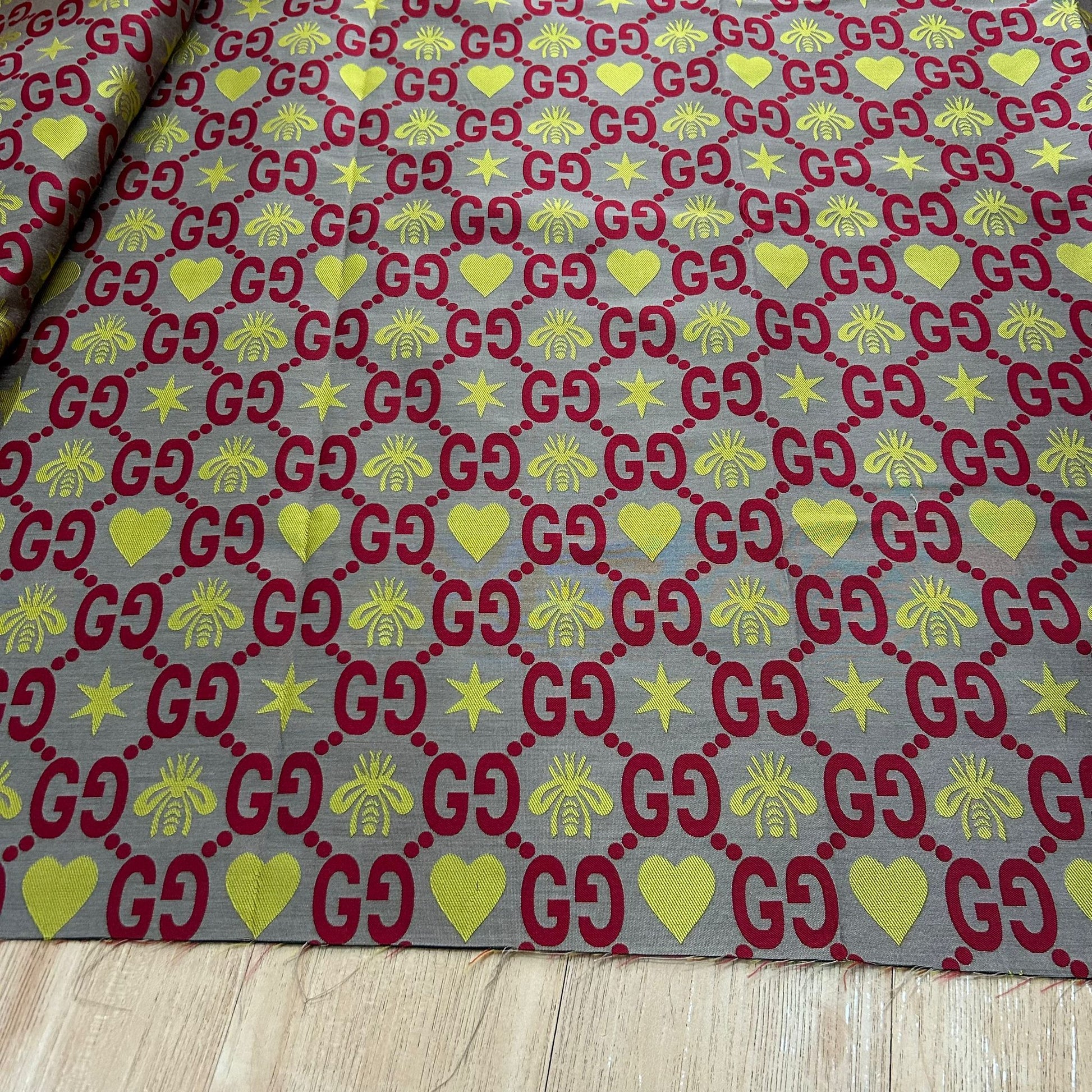 Gucci Jacquard Fabric Yellow Red on Khaki