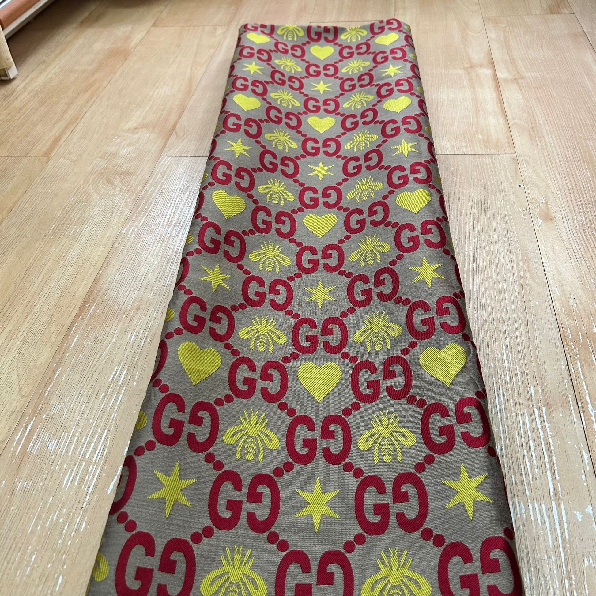 Gucci Jacquard Fabric Yellow Red on Khaki