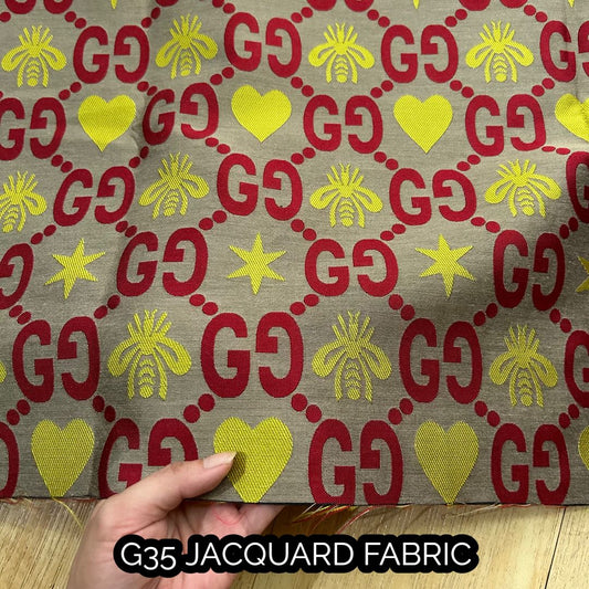 Gucci Jacquard Fabric Yellow Red on Khaki