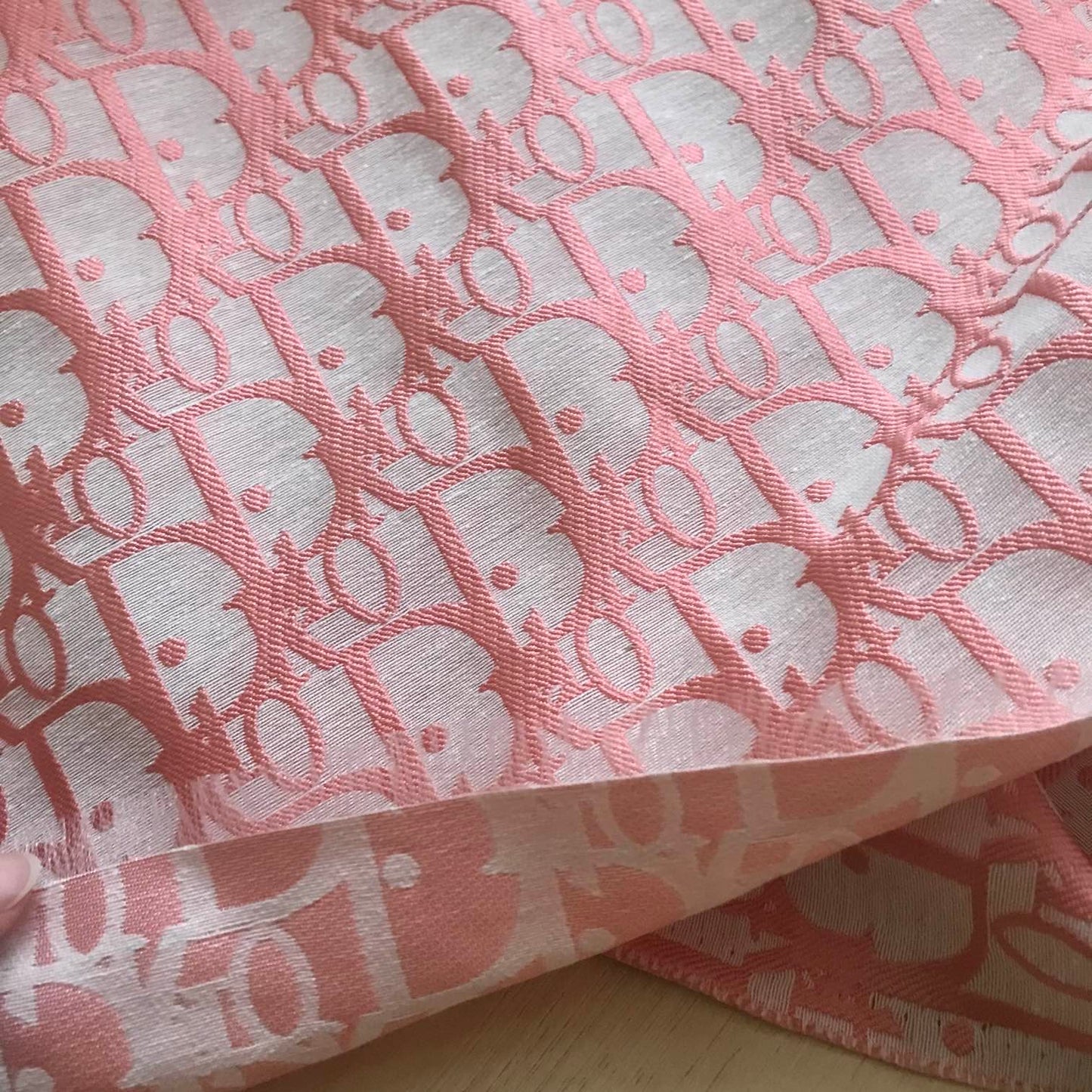 Dior Fabric Pink on Light Grey - FabricViva