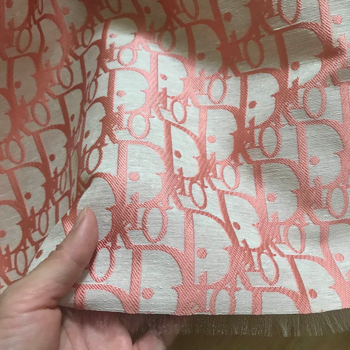Dior Fabric Pink on Light Grey - FabricViva