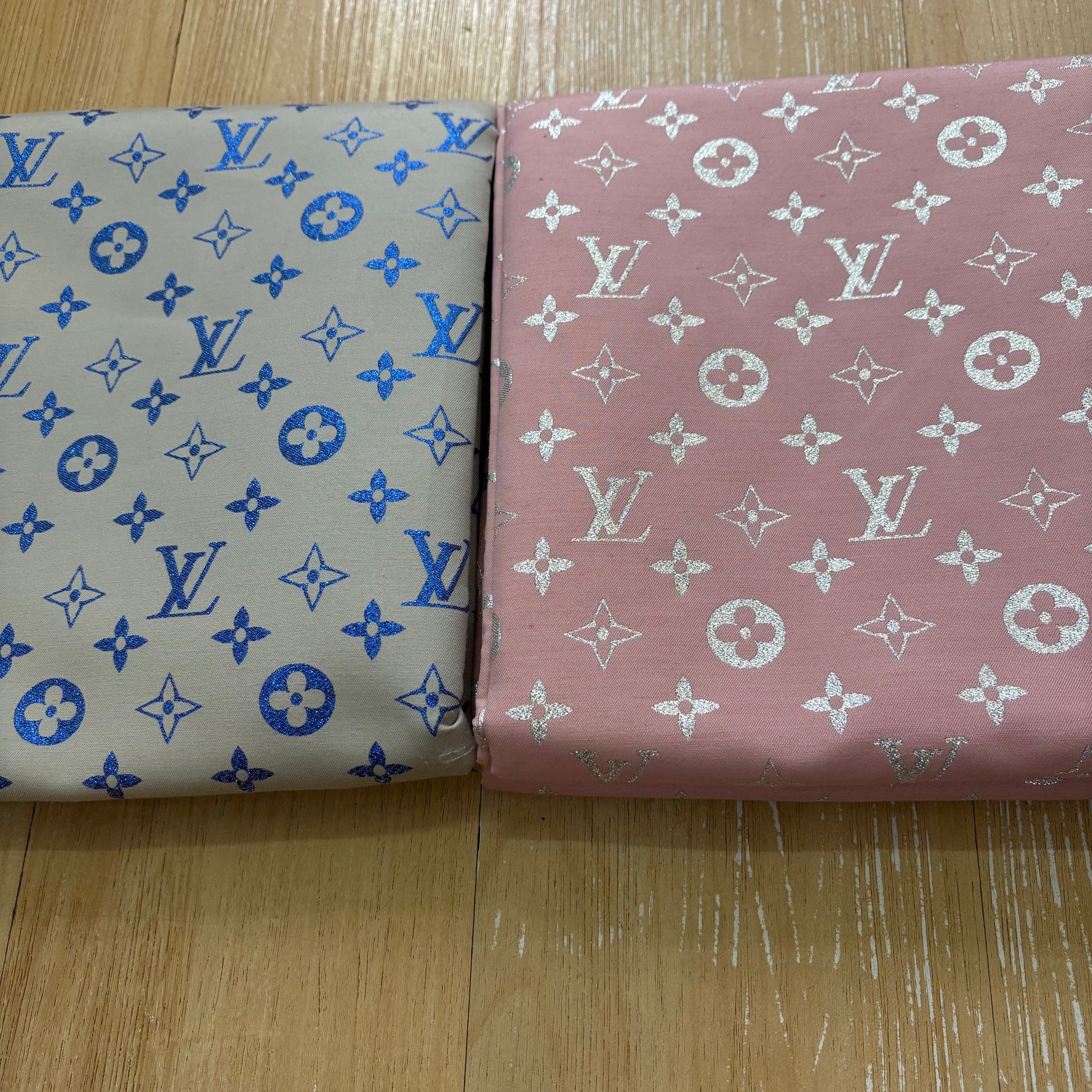 LV Shimmer Blue & Pink Jacquard Fabric