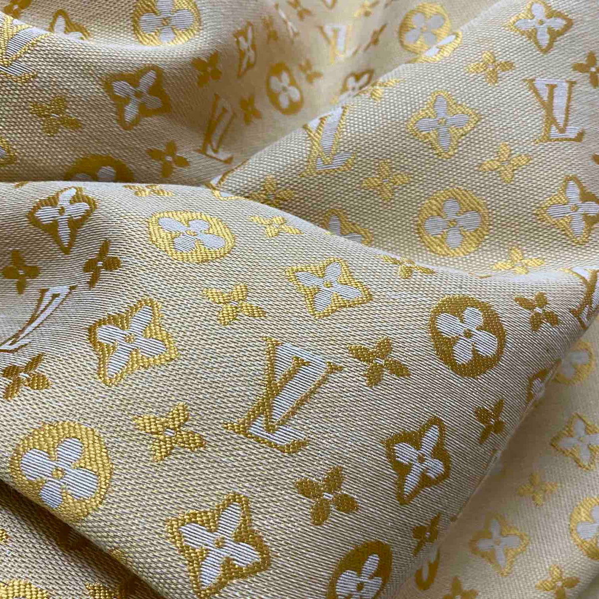 L01 Woven Jacquard Fabric Gold on Beige and Orange