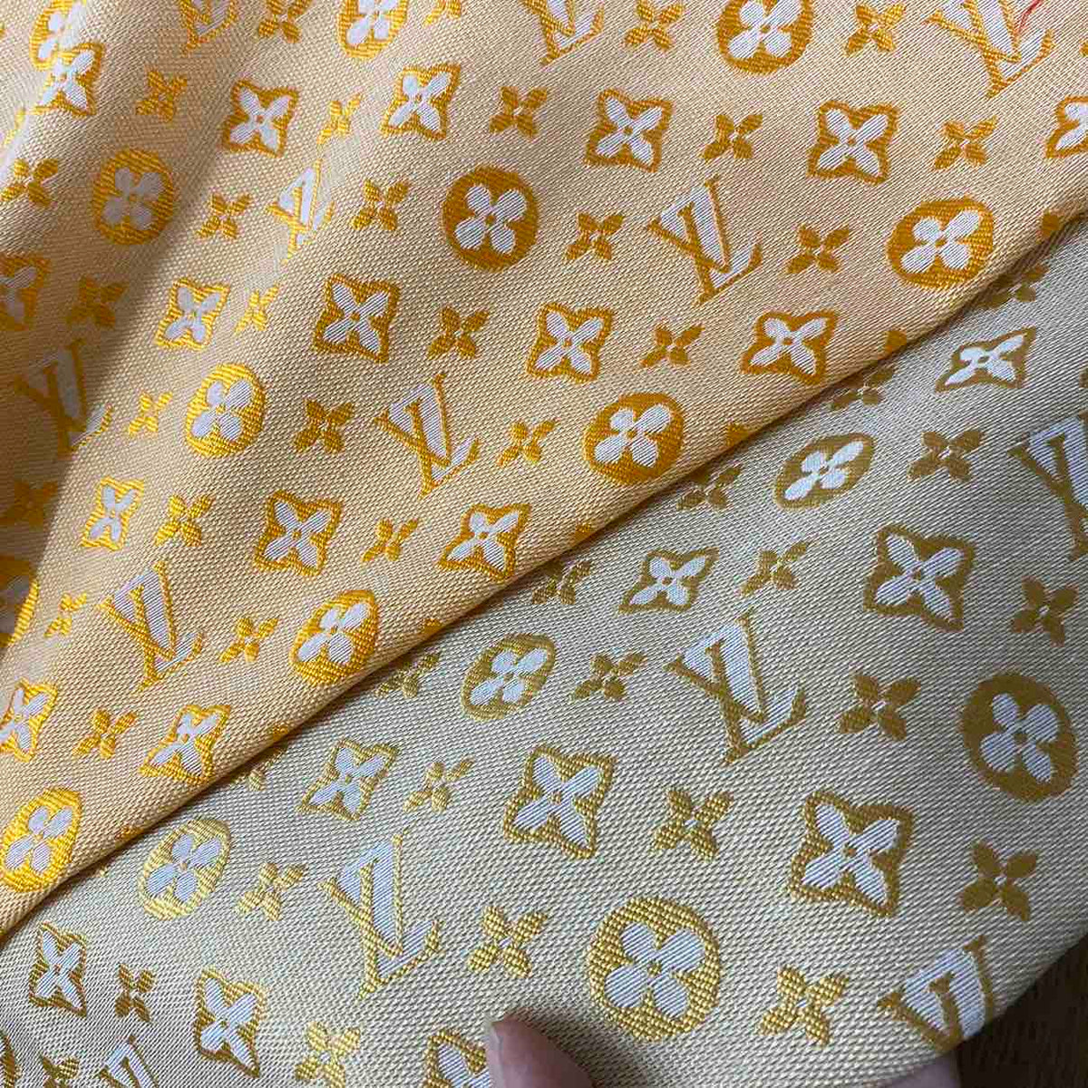 L01 Woven Jacquard Fabric Gold on Beige and Orange