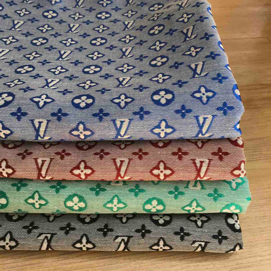 L01 Woven Jacquard fabric Blue Red Green Black