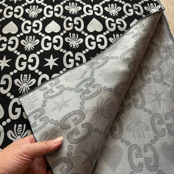 G37 Jacquard Fabric Light Grey on Black