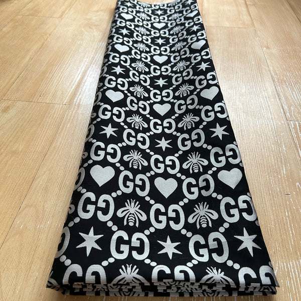 G37 Jacquard Fabric Light Grey on Black