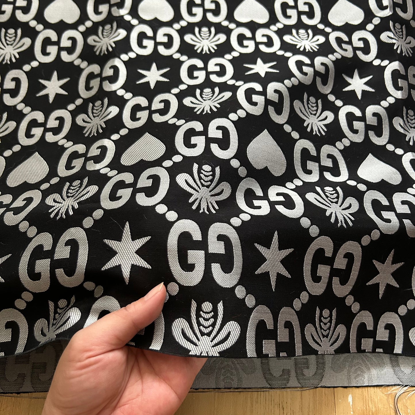 Gucci Jacquard Fabric Light Grey on Black