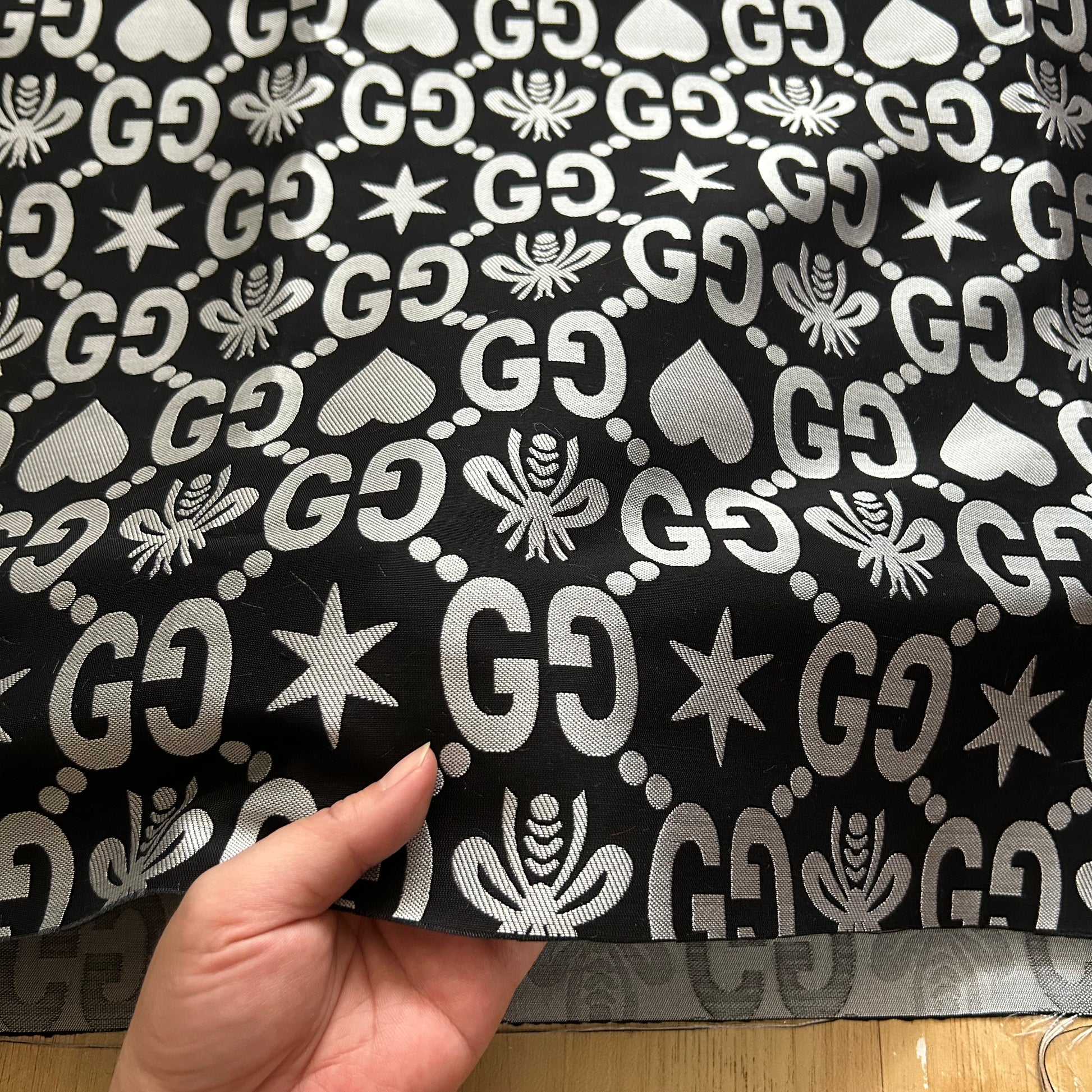 Gucci Jacquard Fabric Light Grey on Black