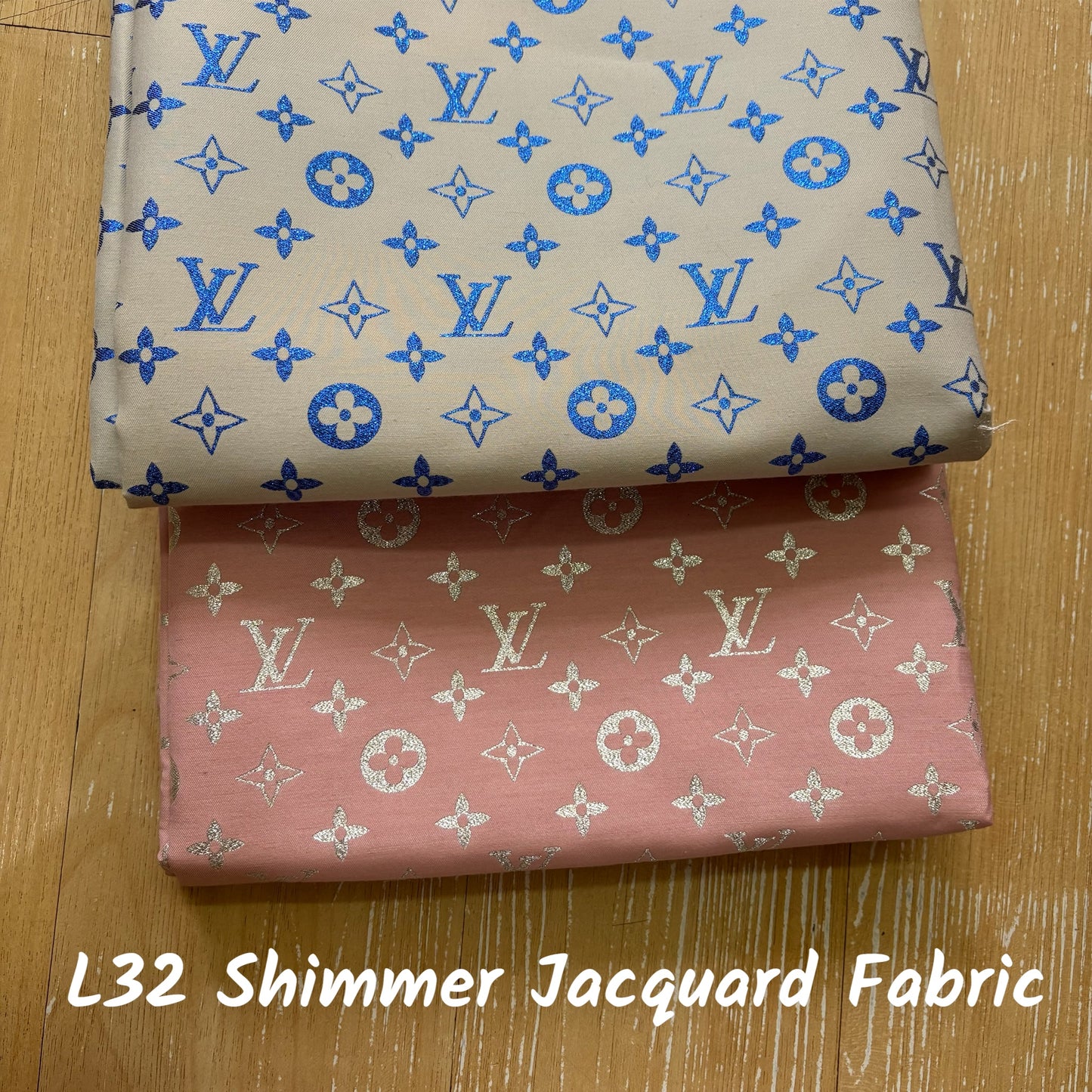 LV Shimmer Blue & Pink Jacquard Fabric