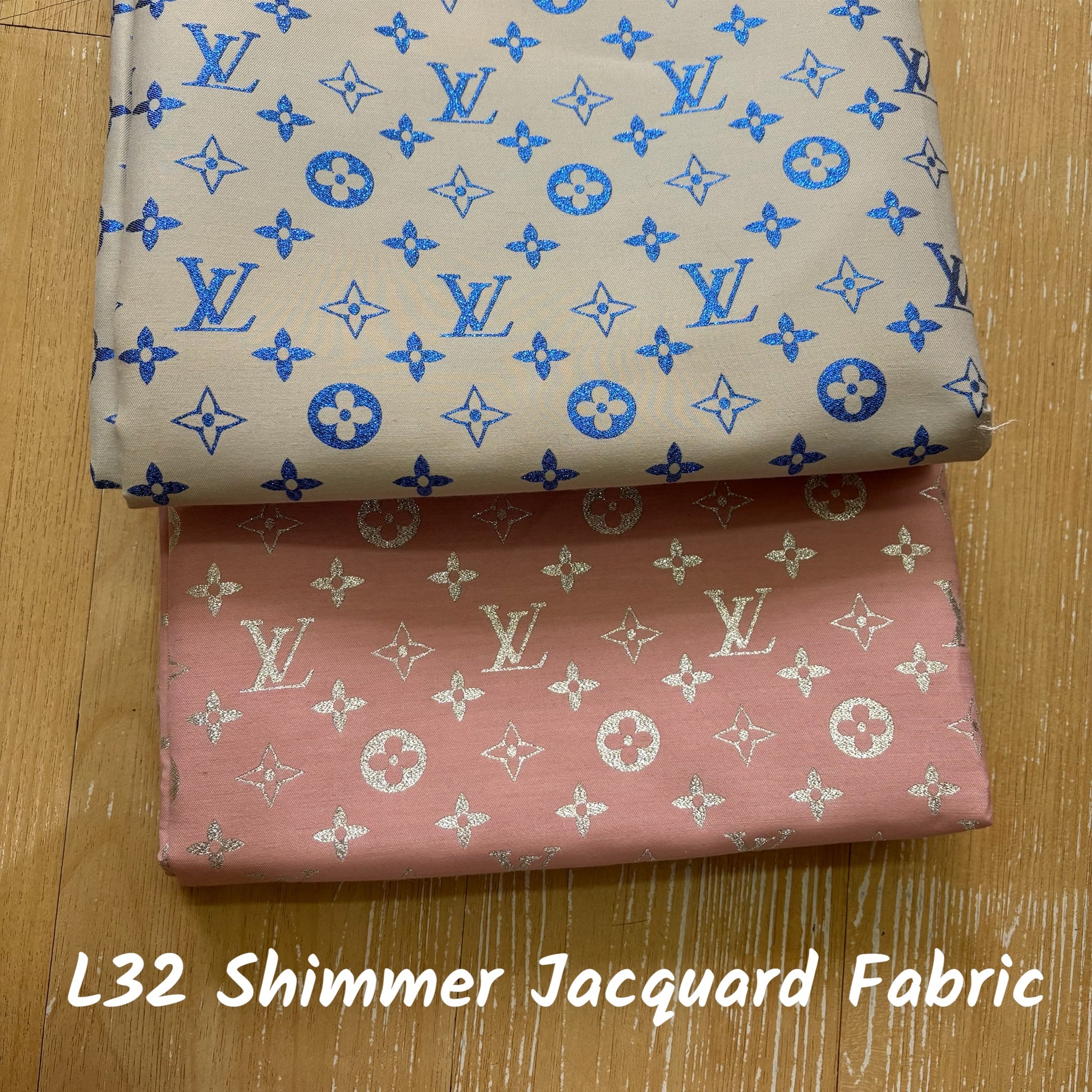 LV Shimmer Blue & Pink Jacquard Fabric