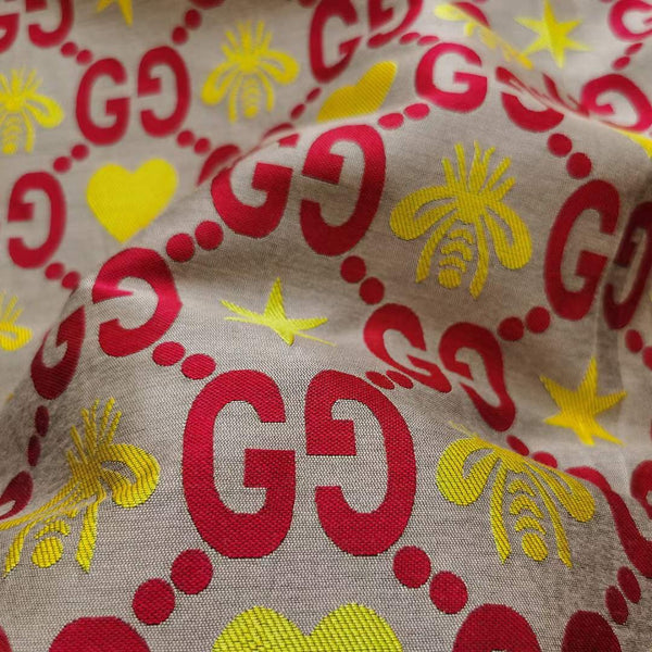 Gucci Jacquard Fabric Yellow Red on Khaki 