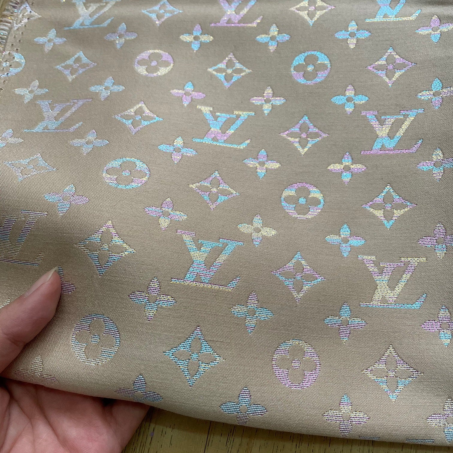LV Jacquard Fabric Iridescent on Nude and Black