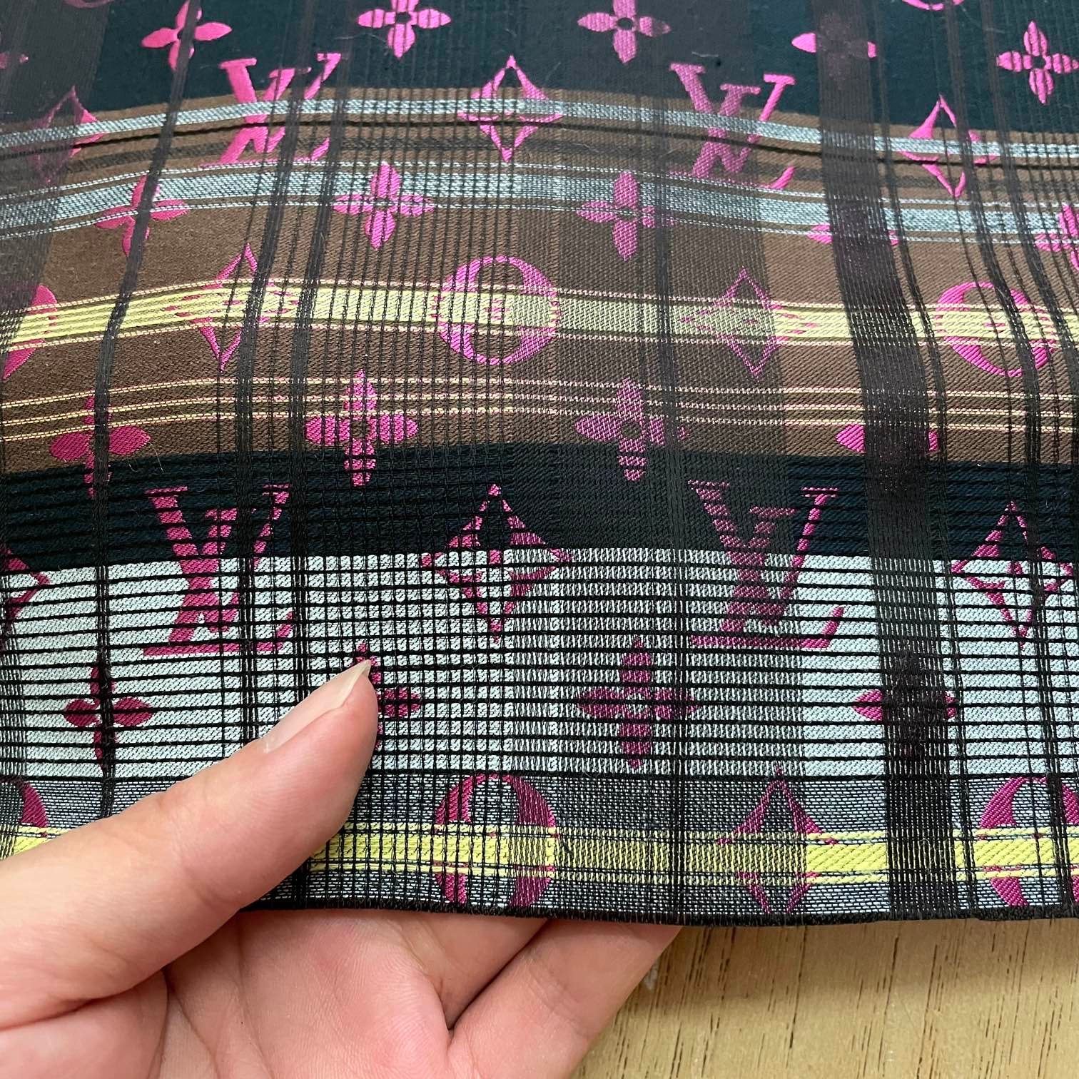 LV Jacquard Fabric Plaid Pink on Grey