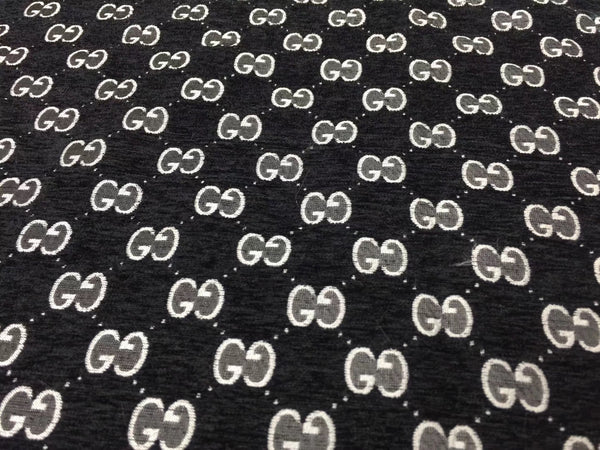 Designer Inspired Gucci Fabric GG Fabric Charcoal by the yard