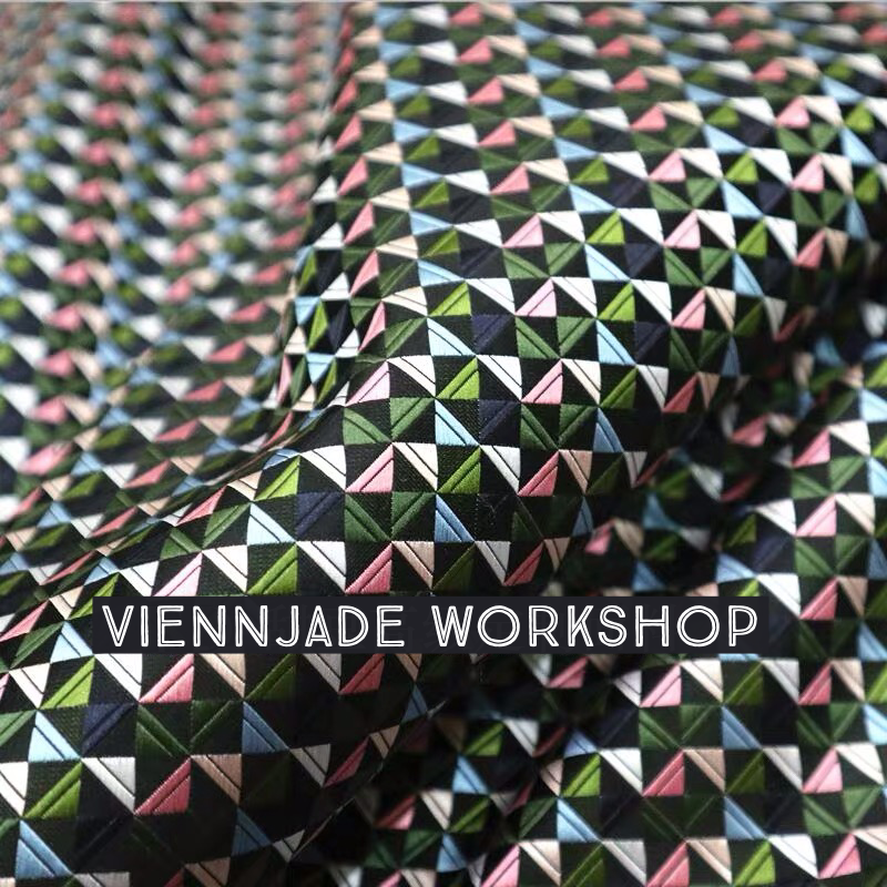 Plaid Jacquard Fabric Green Tone Brocade Fabric - FabricViva