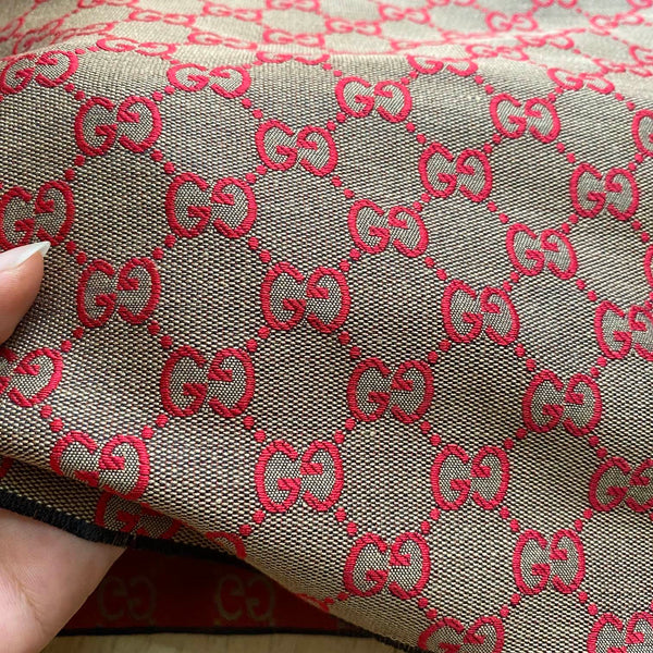 Gucci Jacquard Fabric Red on Khaki