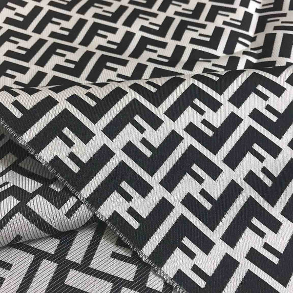 Designer Inspired Fendi Fabric Black by the yard