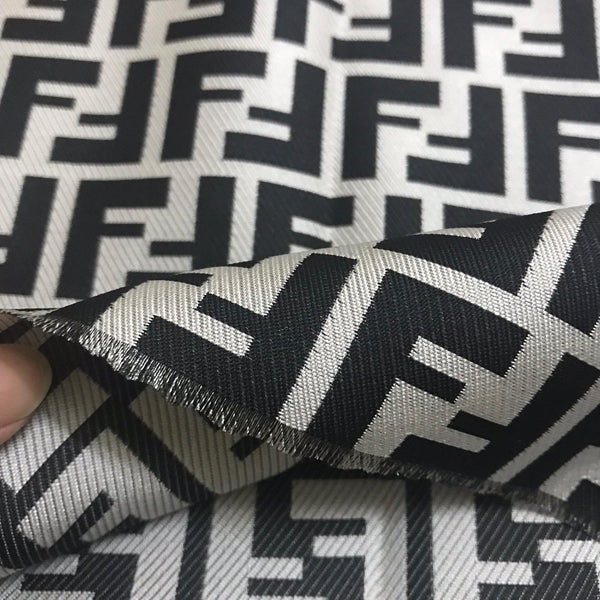 Designer Inspired Fendi Fabric FF Fabric Black by the yard