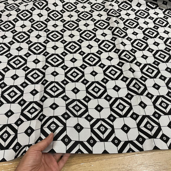 Geometric Jacquard Fabric black and white