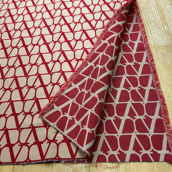 V01 Jacquard Fabric Navy and Red