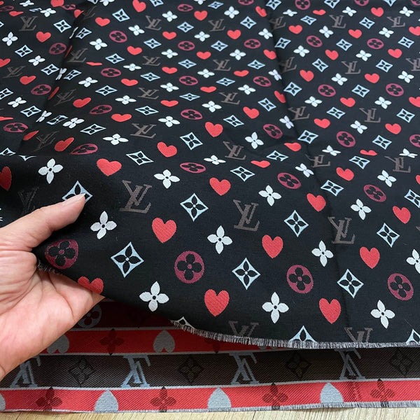 Designer Inspired LV Fabric Red Heart