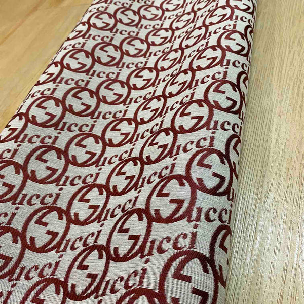 G10 Jacquard Fabric Burgundy on Light Grey