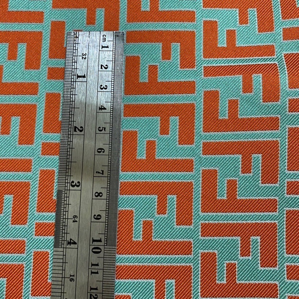 Designer Inspired Fendi Fabric Orange Green by the yard