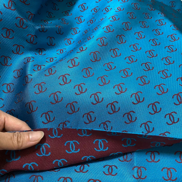 C01 Jacquard Fabric Turquoise and Burgundy