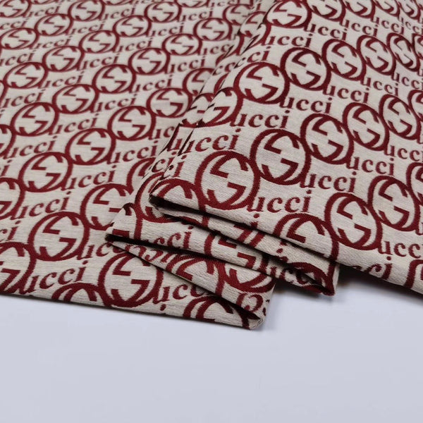 G10 Jacquard Fabric Burgundy on Light Grey