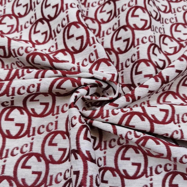 G10 Jacquard Fabric Burgundy on Light Grey