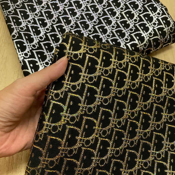 Dior Fabric gold on black Jacquard fabric - FabricViva