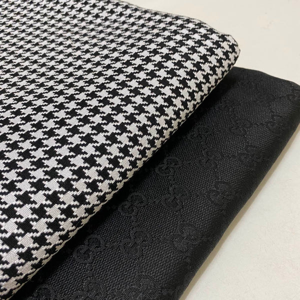 J04 Houndstooth Jacquard Fabric Black and White