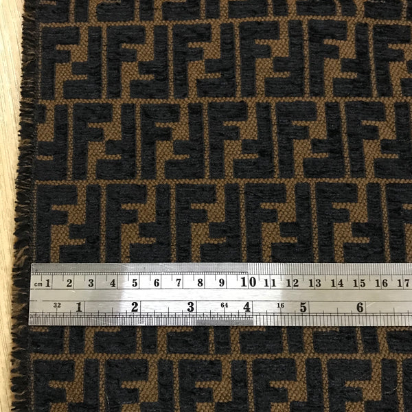 Designer Inspired Fendi Fabric Brown