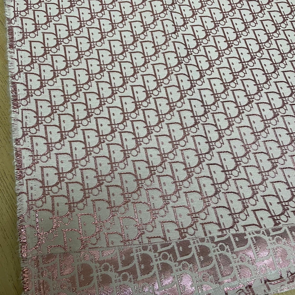 D05 Jacquard Fabric Shimmery Pink and Green