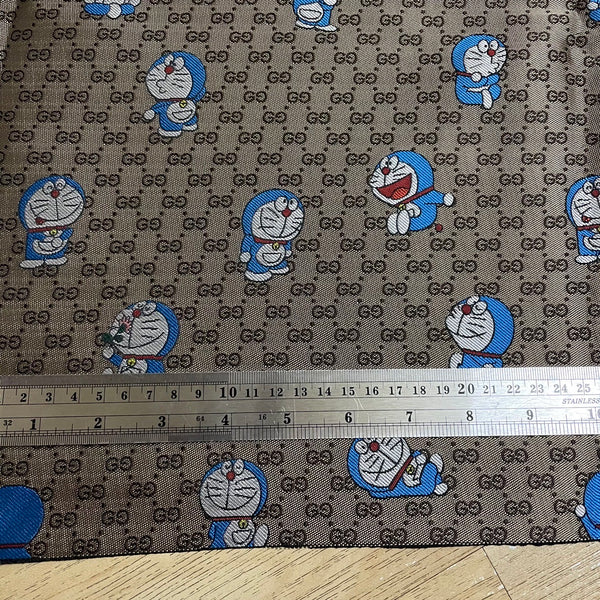 G23 Doraemon Jacquard Fabric Blue and Khaki