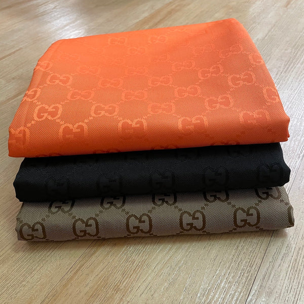 Jacquard Fabric Khaki Black Orange