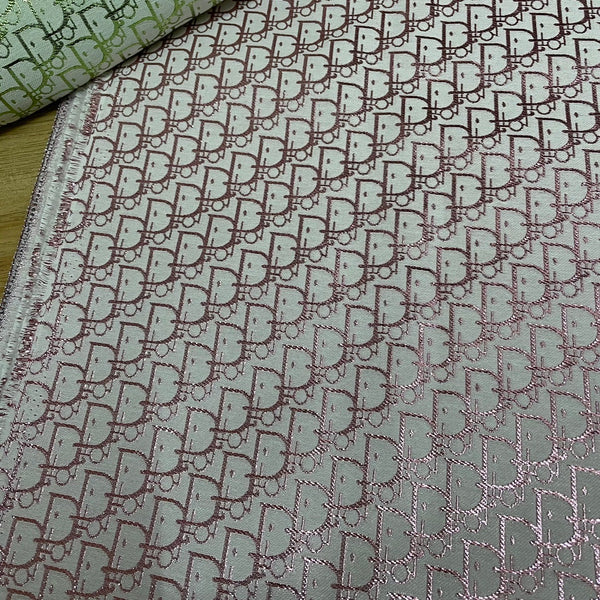 D05 Jacquard Fabric Shimmery Pink and Green