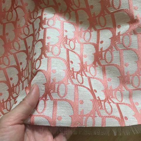 Dior Fabric Pink on Light Grey - FabricViva 