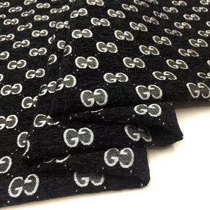 Designer Inspired Gucci Fabric Charcoal by the yard