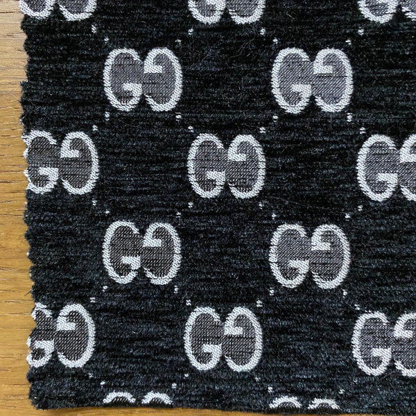 Designer Inspired Gucci Fabric GG Fabric Charcoal by the yard