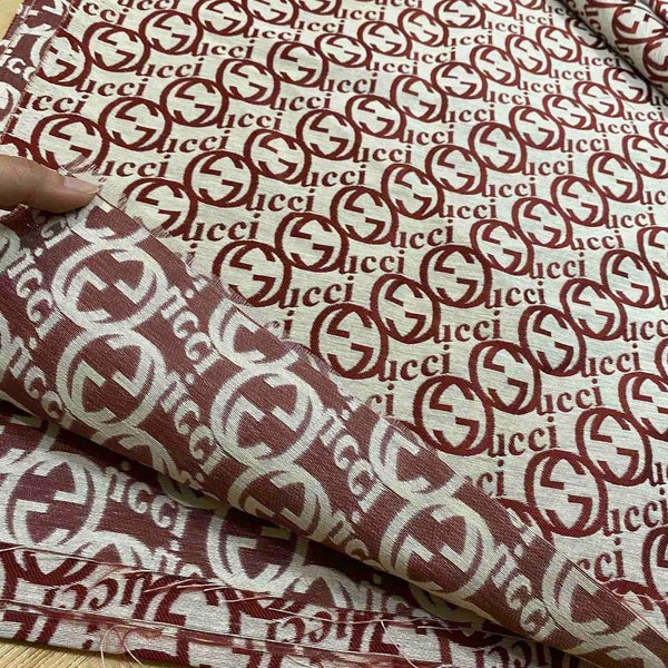 G10 Jacquard Fabric Burgundy on Light Grey