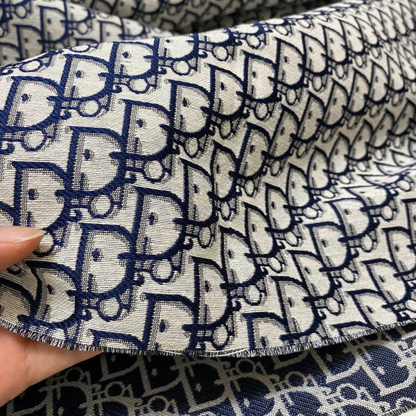 Dior Jacquard Fabric Designer Inspired Fabric Navy