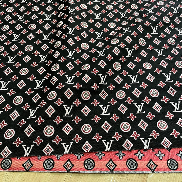 L23 Jacquard Fabric Red on Black