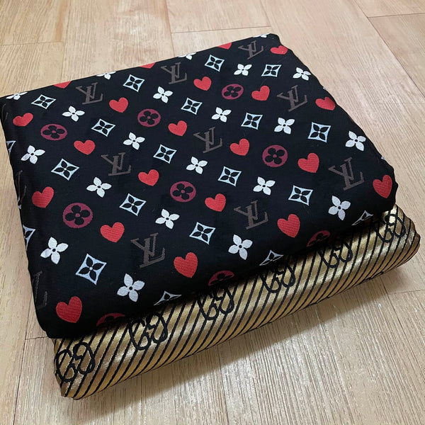 Designer Inspired LV Fabric Red Heart