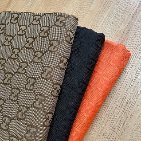 Jacquard Fabric Khaki Black Orange