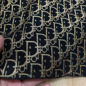 Dior Fabric gold on black Jacquard fabric - FabricViva