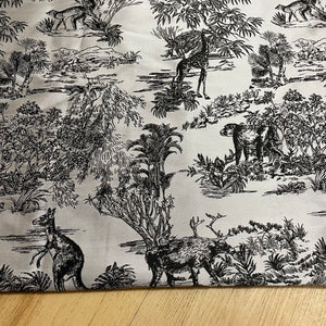 J06 Toile De Jouy Jacquard Fabric Black on White