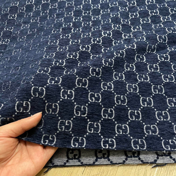 G17 Chenille Jacquard Fabric Deep Blue